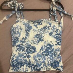 Reformation Blue and White Floral Camisole